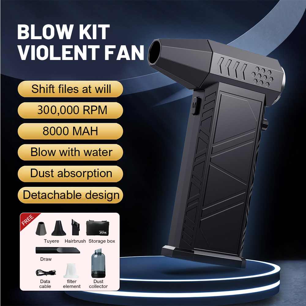 Souffleur à Jet Turbo 300000 RPM puissant ventilateur d'air moteur sans brosse Turbo ventilateur 8000mAh Souffleur Air Puissant ventilateur de voiture: Orange