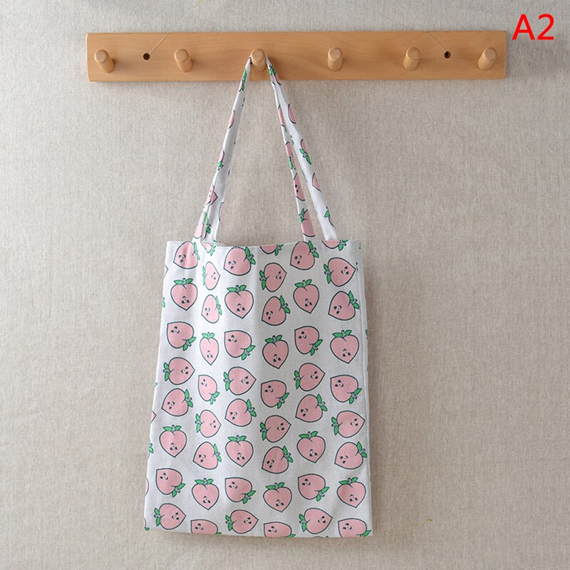 Bolso de compras reutilizable con estampado bonito, bolso de lona para mujer, bolso ecológico, bolso de hombro, bolso de viaje de playa, bolso de lino de algodón: 2