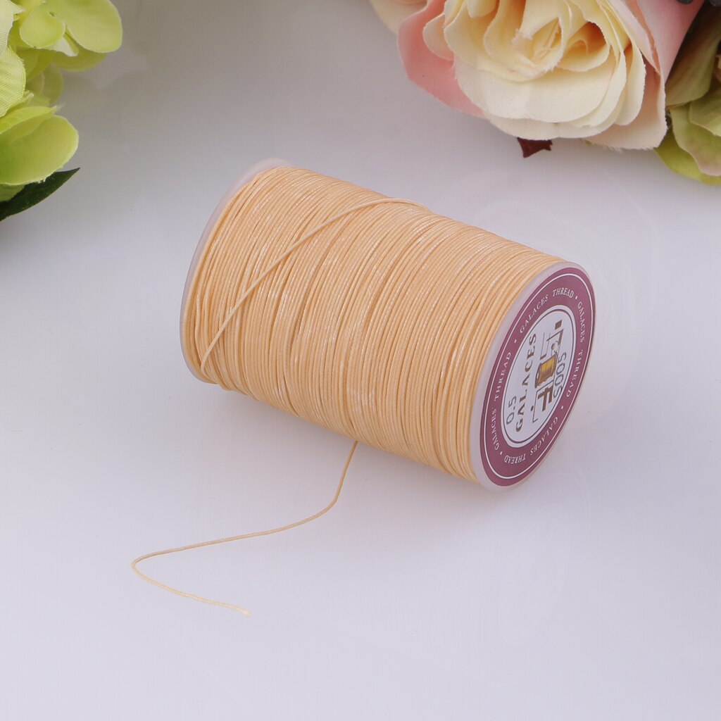 Cordón de hilo encerado de poliéster para costura de cuero, suministros de artesanía de joyería, 130 m/rollo, 0,5mm