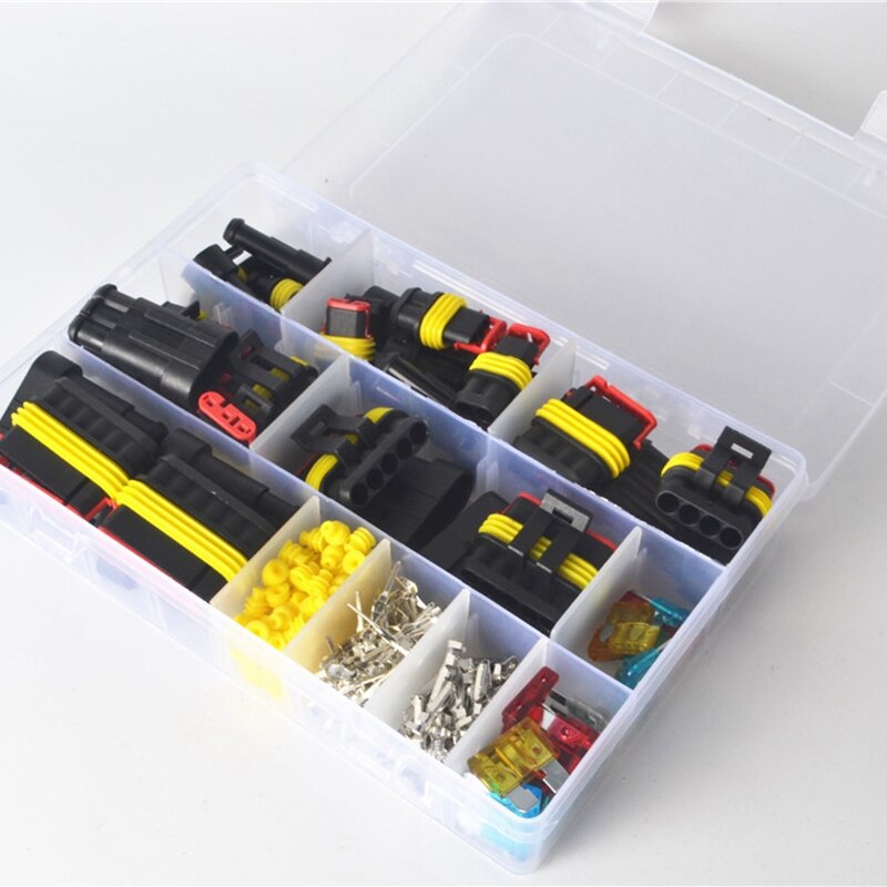 216 unids/set 1-6 Pin coche motocicleta impermeable cable eléctrico conector terminales automotrices Kit macho hembra enchufe hoja fusibles