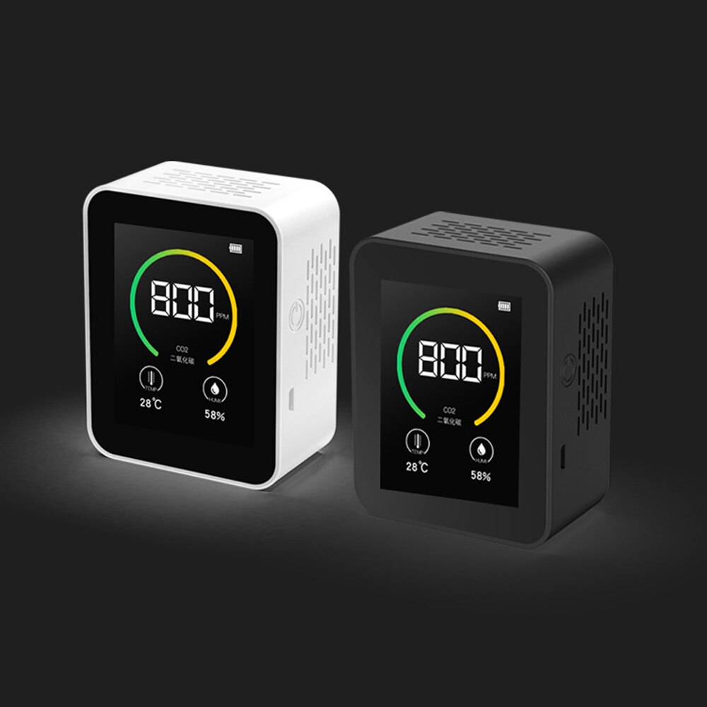 Co2 meter ppm sensor luchtmonitor koolstofdioxidedetector binnenluchtmonitor ft kleurenscherm 400-5000 ppm