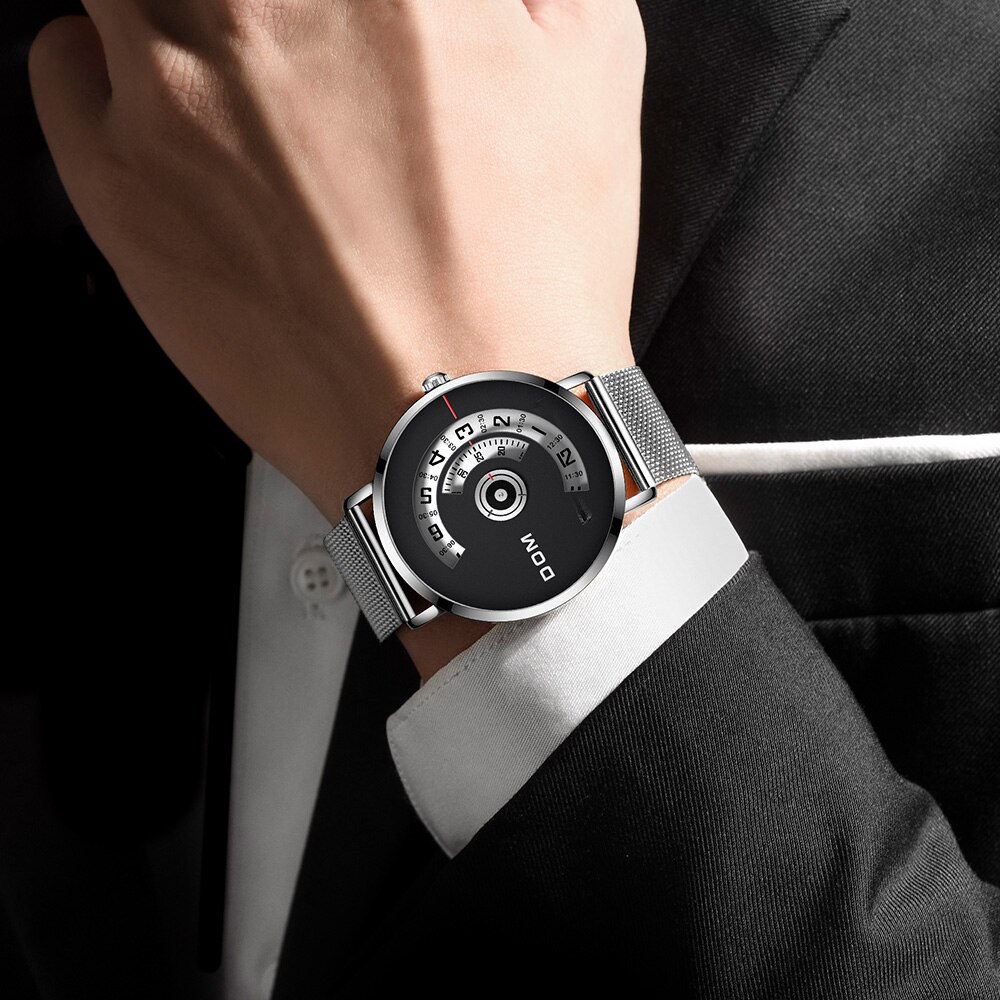 Reloj DOM para hombre, relojes deportivos casuales de superior para hombre, correa de malla de lujo, reloj de pulsera para hombre, reloj de pulsera resistente al agua a la , M-1303