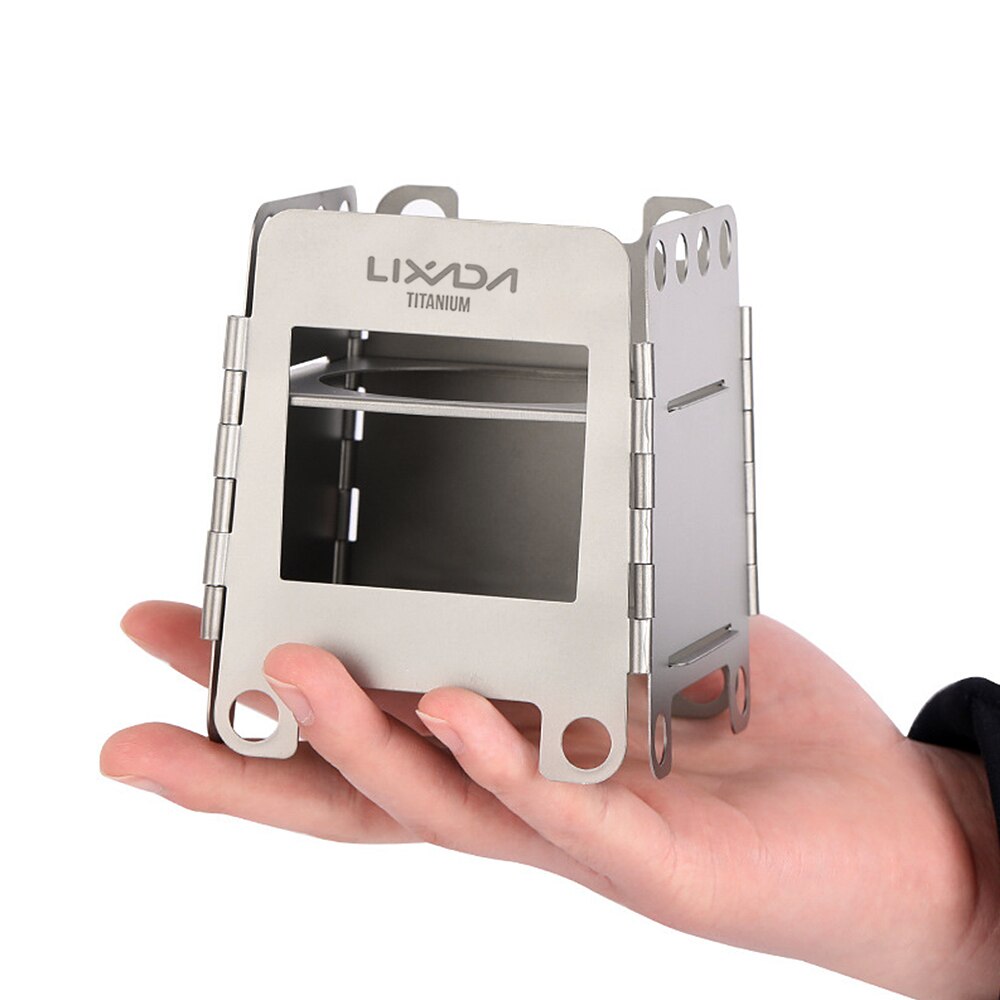 Lixada Portable titane pliant poêle à bois poêle de poche avec Mini poêle à alcool pour Camping en plein air cuisson pique-nique poêle brûleur