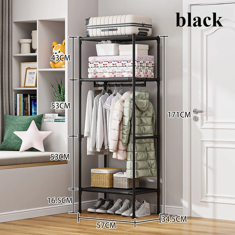 Coat Rack Multifunctional Simple Clothing Rack Multi Layer Large Capacity Storages Shelf Hanger Household Single Row Wardrobe: green
