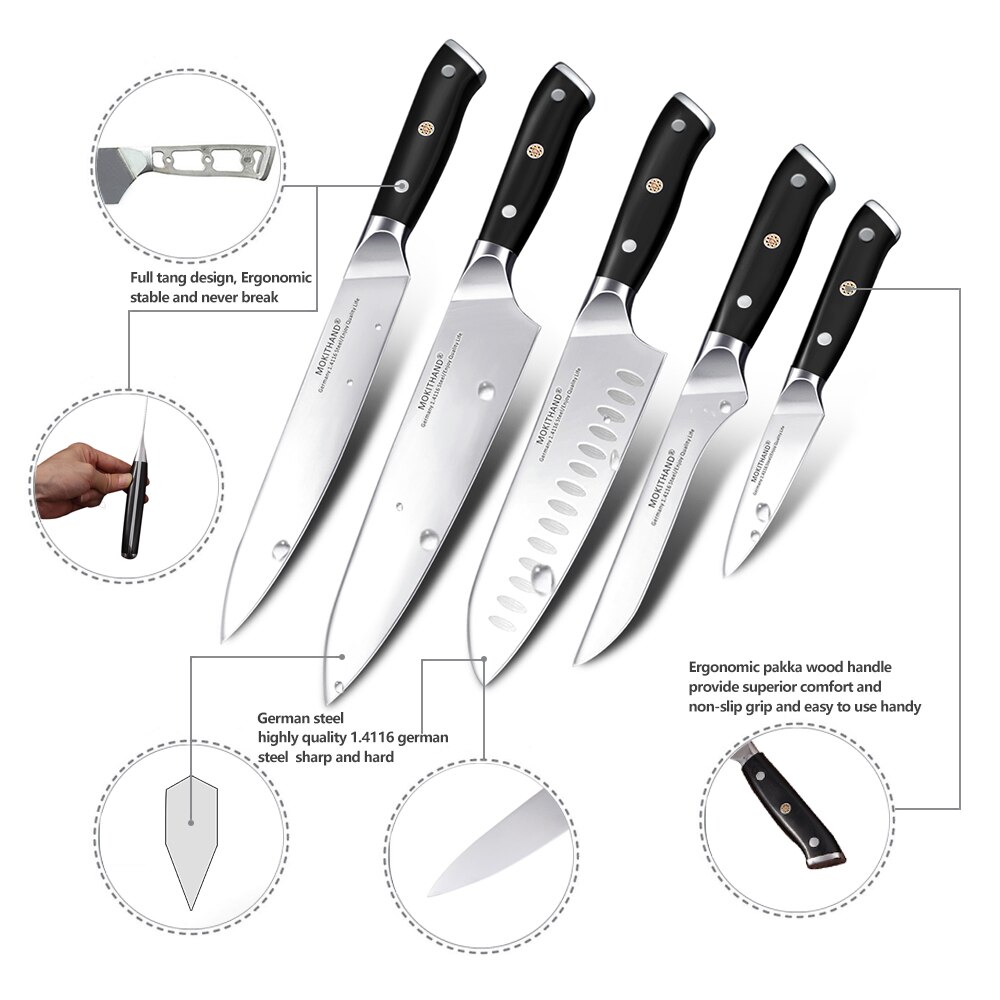 Japanske køkkenknive skarpe kokkeknive sæt tyskland 1.4116 højkulstofstål santoku frugtudbening kogekniv håndlavet