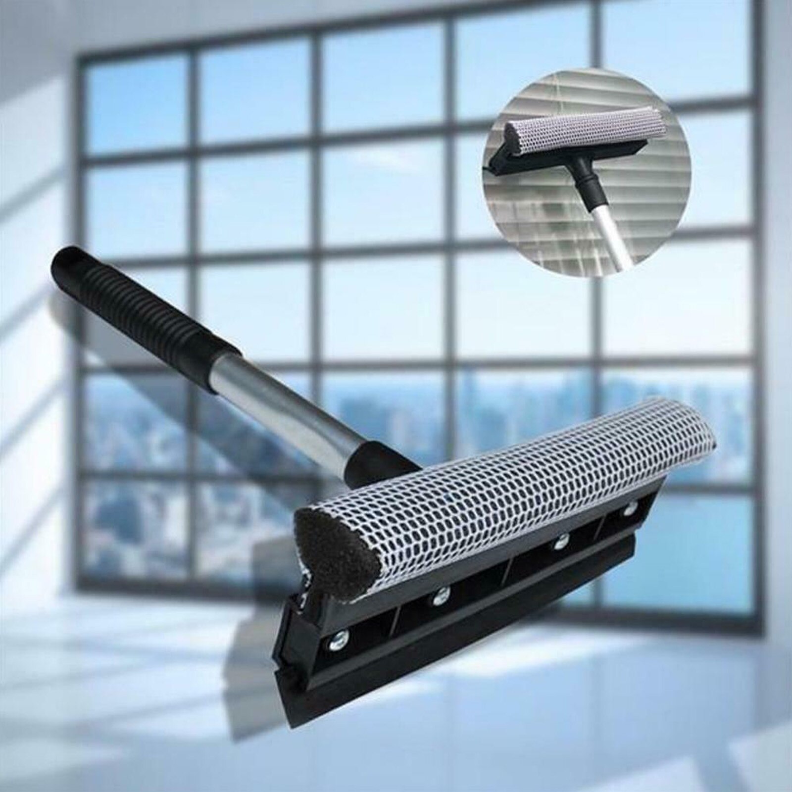 25# Extendable Window Squeegee Cleaner Soft Rubber Head High window Glass Scraper Brush Telescopic Car Wiper Cleaning Glass Tool