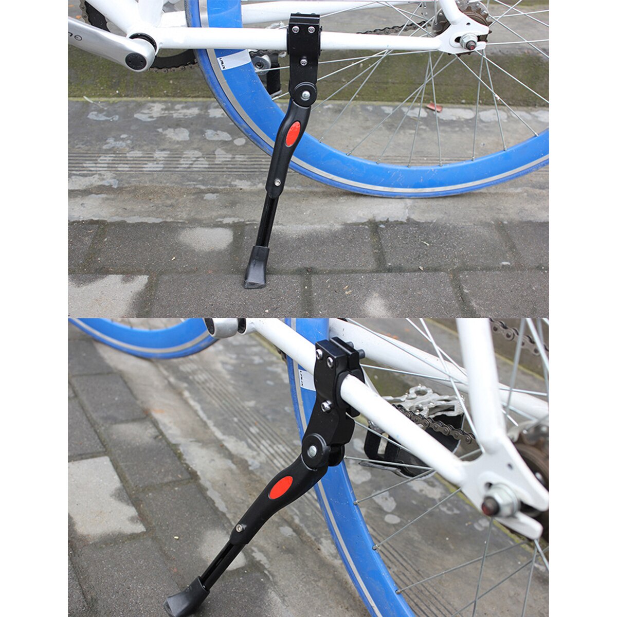 Bike Kickstand Adjustable Aluminum Alloy Bicycle Parking Side Leg Supporter Mountain Bike Natooke Black White