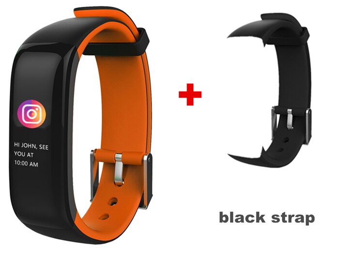 P1 Plus Smart Wristband Color Heart Rate Blood Pressure Monitor IP67 Waterproof H1 Fitness Bracelet sport tracker band: orange and black