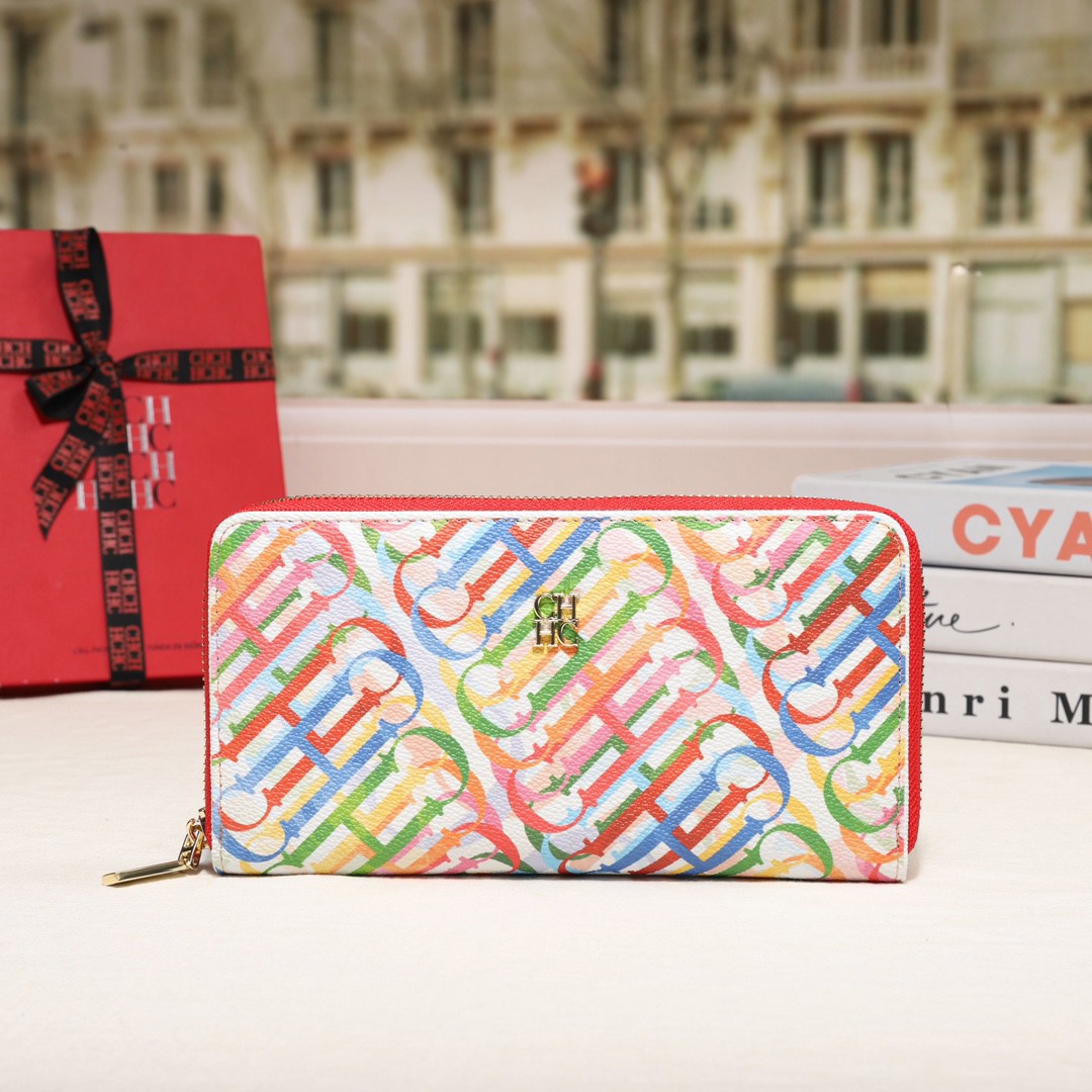 CH Premium Folding Printed Monogrammed Luxury Women's Handbags Square Wallet Classic Vintage
