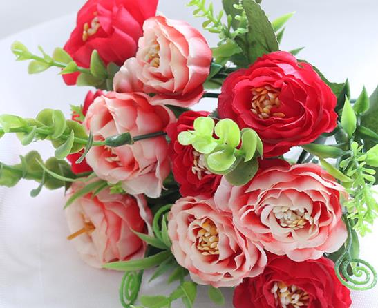 Bridal bloemen Boeket Bruiloft Boeket Kunstbloemen Voor Bruidsmeisjes Roze zijde bruidsboeketten De Mariage Bruidsboeket: Rood