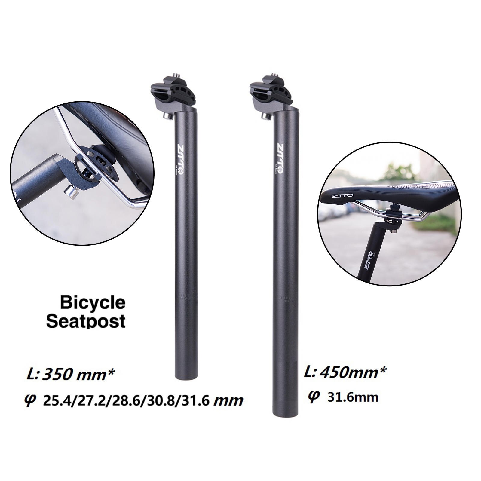 Bike Bicycle MTB Replacement Extra Long Seatpost Seat Post (350mm 450mm) φ 25.4