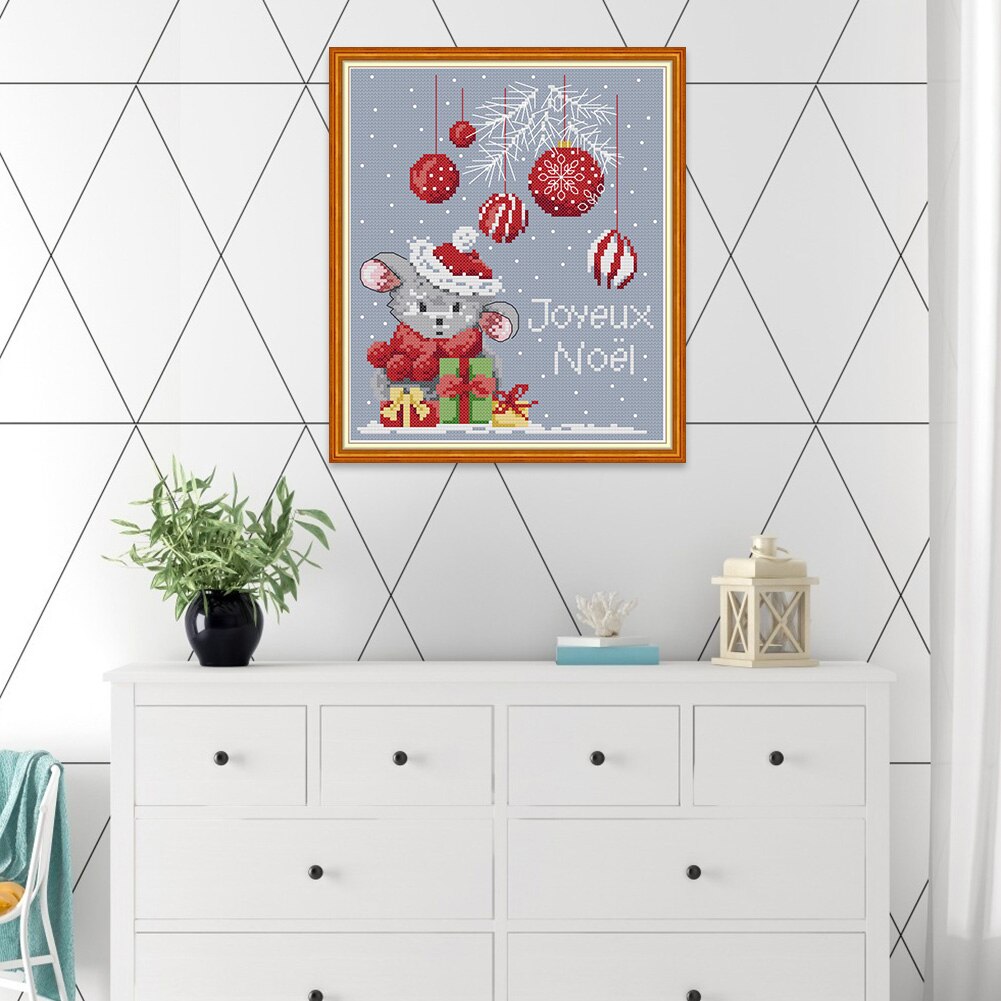 Christmas Series Printed Cross Stitch Kits 14CT 2 strands DIY Cotton Thread Stitch Kits Embroidery Needleworks Sets