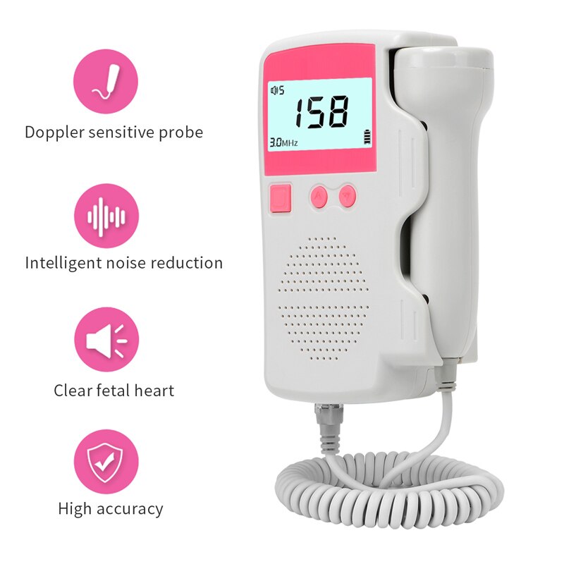 Ultrasound Doppler Fetal Portable Pregnant Baby Women Heart Rate Monitor 3.0MHz Pregnancy Meter Probe Sound Detector Household