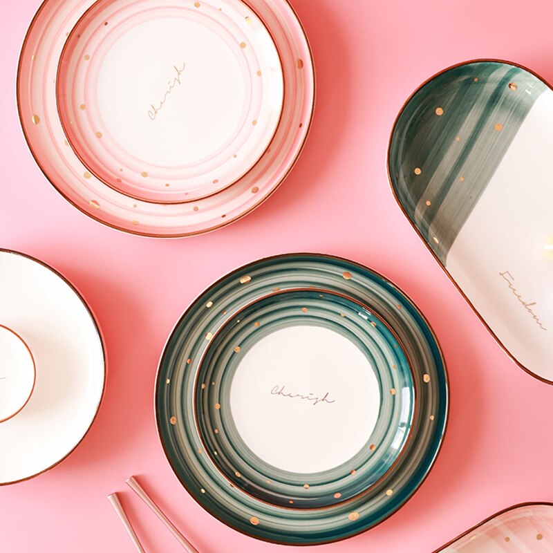 FANCITY Household fish dishes, ceramic dishes, lovely dishes, fruit dishes