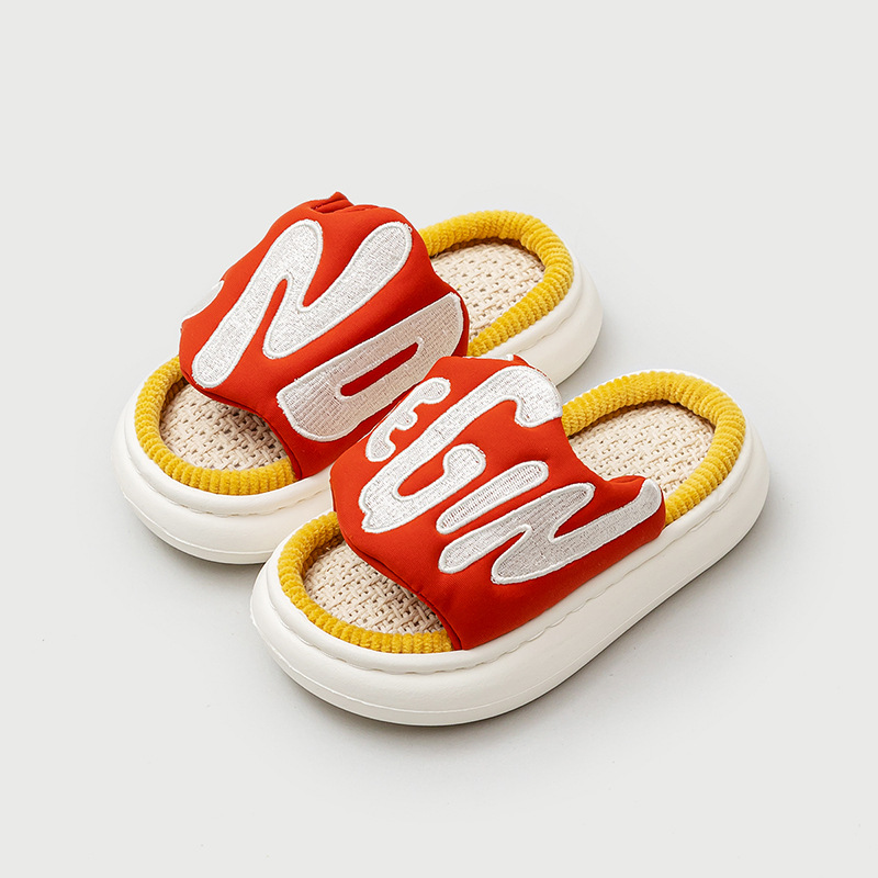 Zapatillas de algodón transpirables para niños y niñas, zapatos divertidos de interior, para el hogar, para primavera: Rojo / 24-25