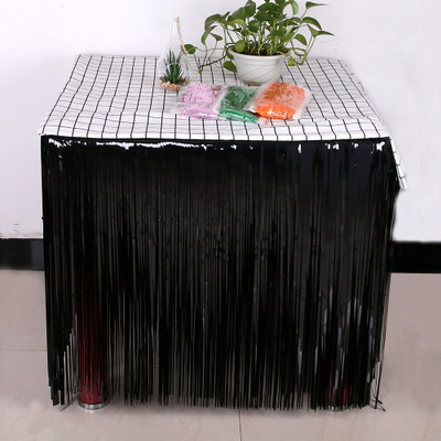 275X75 Cm Hawaii Party Decoratie Tafel Rok Folie Fringe Metallic Klatergoud Tafel Rok Voor Bruiloft Verjaardag Decoratie: Black