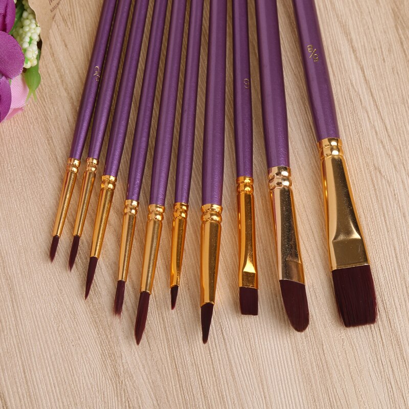 10 Uds. Pincel de acuarela para niños, pincel de madera para pintar, tirador de madera, pincel de línea de gancho, juego de artistas de uñas, detalle corto en miniatura, aceite Acrílico