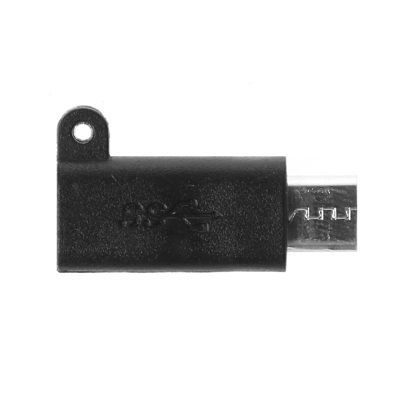 Micro USB 2,0 tipo B macho a USB 3,1 tipo C hembra Adaptador convertidor de carga de datos: Black