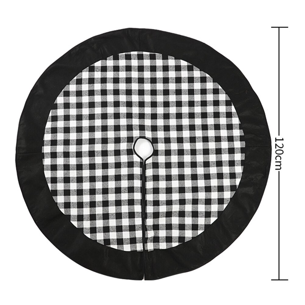 120Cm Ronde Kerstboom Rok Dikke Zwart Wit Plaid Patroon Kerstboom Rokken Floor Mat Tapijt Kerstversiering