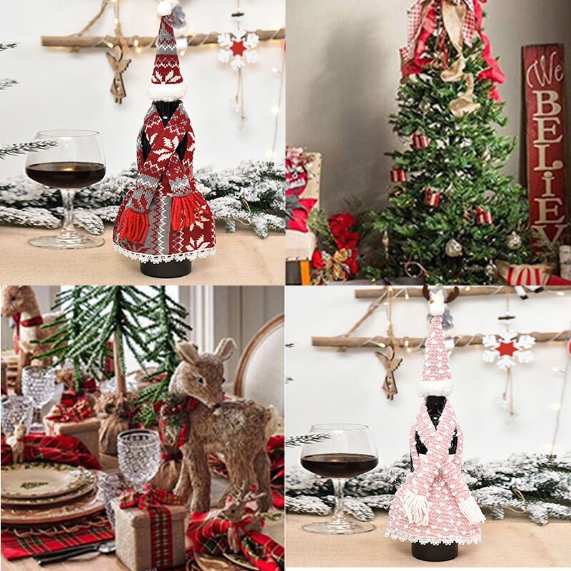 Christmas Wine Bottle Cover Merry Christmas Decor For Home Table Christmas Ornament Year Home Decro Wine Bottle Wrap