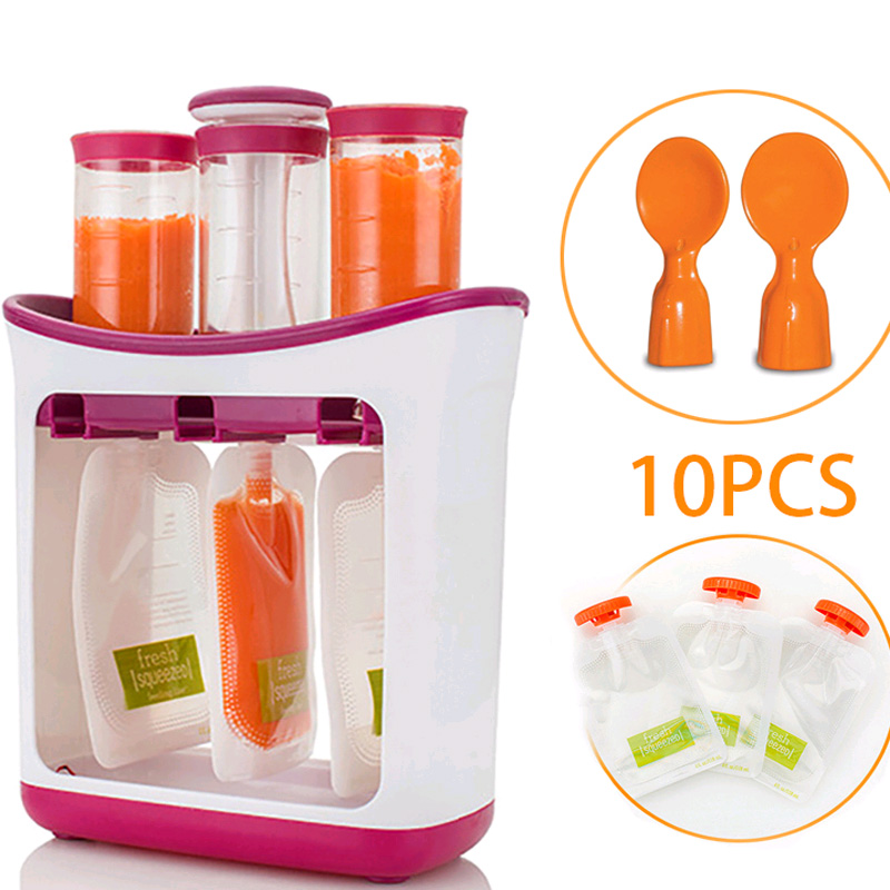 OEM Squeeze Fruit Juice Station and Pouches Feeding Kit Baby Food Storage Containers FAD Free Newborn Food Maker Set: 1
