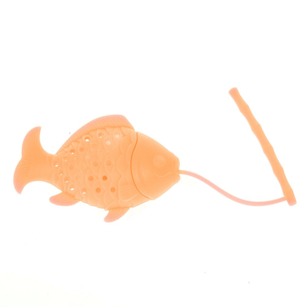 1 stk tebladssi silikone fiskeform infuser til teposer urtekrydderi filter diffuser tekande mini køkkentilbehør: Orange