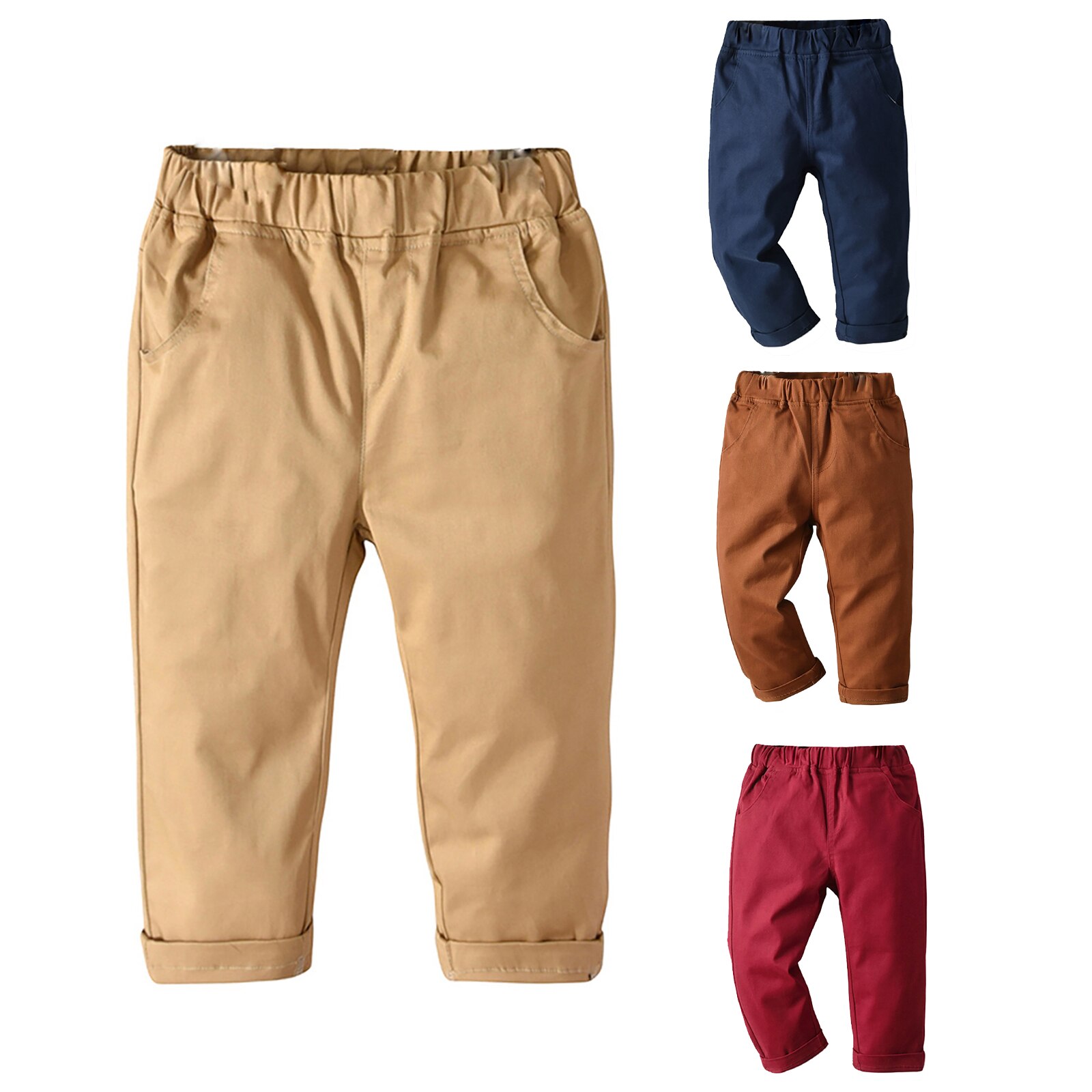 Pantalones de chándal deportivos para niño, ropa informal con bolsillos, color sólido, de 1 a 5 años de edad, para primavera