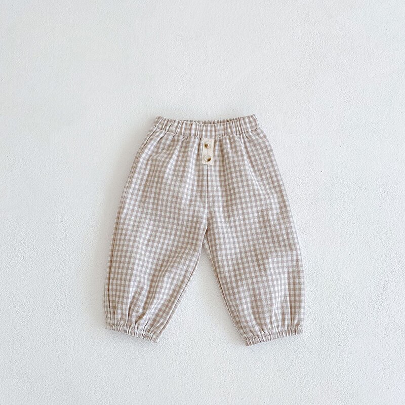 Moda outono bebê xadrez impressão calças novas crianças coreano crianças all-match algodão menina calças soltas casuais crianças menino calças