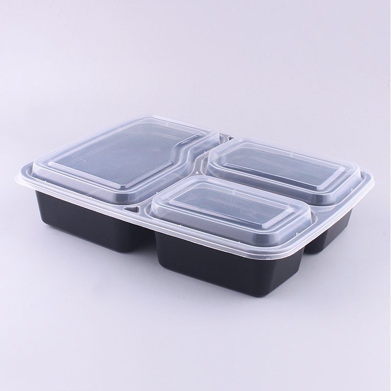 5/10 stuks zwarte wegwerp lunchboxen met twee of drie compartimenten, fastfoodverpakking met deksel, vershoudbox: Zilver / 5 stuks