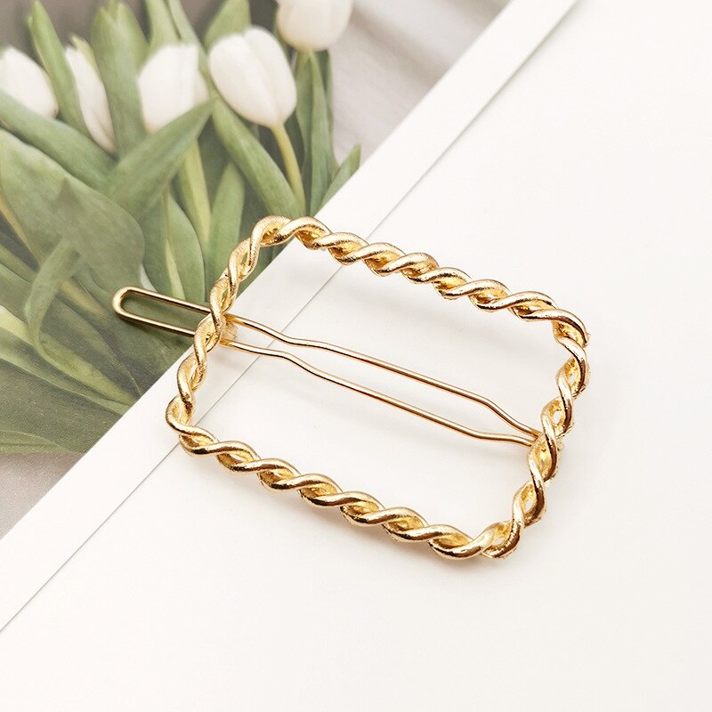 Weven geometrische driehoek haarspeld speld metaallegering cirkel haarspeld haarspeld meisjes vrouw haaraccessoires hoofddeksels: Zwart