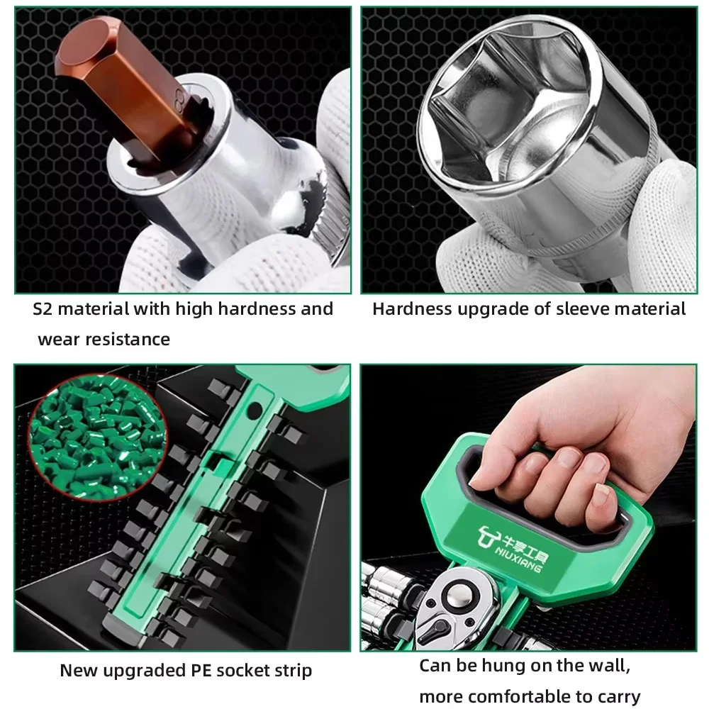 Socket Rachet Handle Clamp 12//29/21pcs Socket Ratchet Handle Wrench Set 1/4