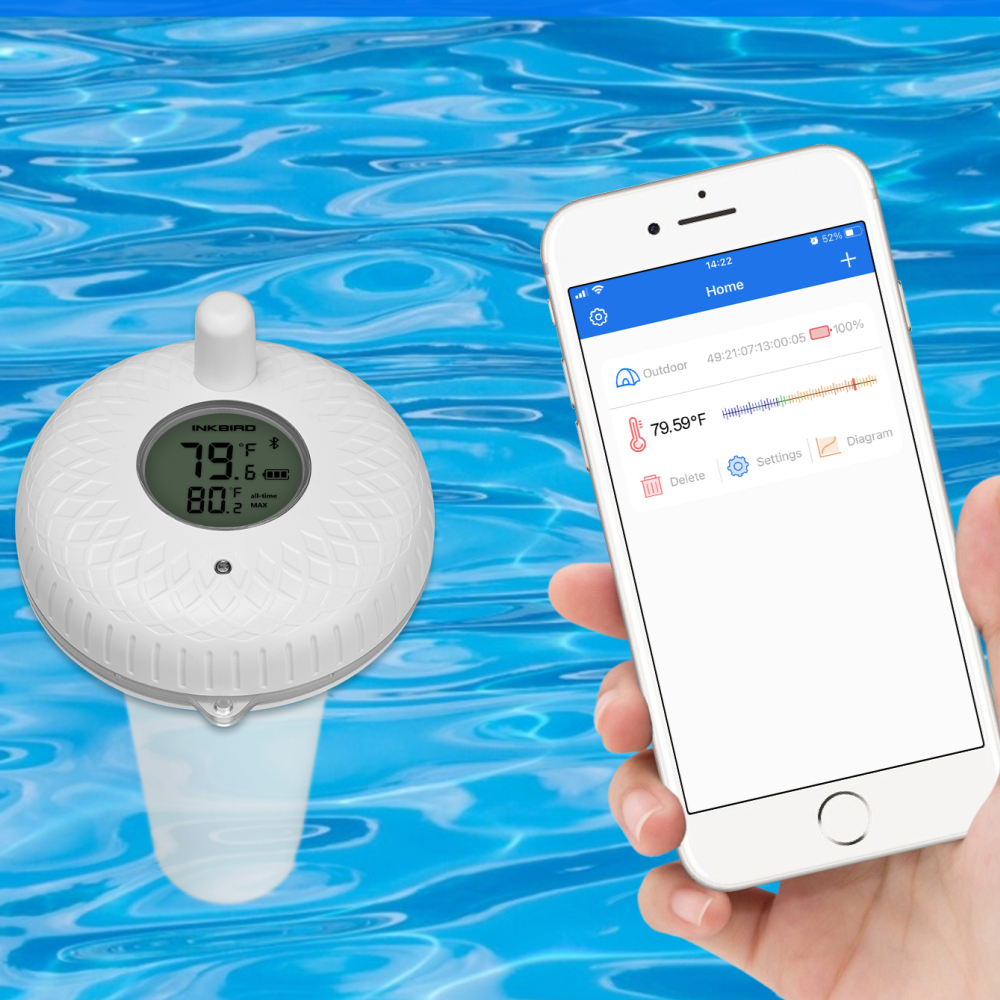Inkbird trådløs indendørs udendørs flydende pooltermometer ibs -p01b til swimmingpool, badevand, kurbade, akvarier og fiskedamme: Default Title
