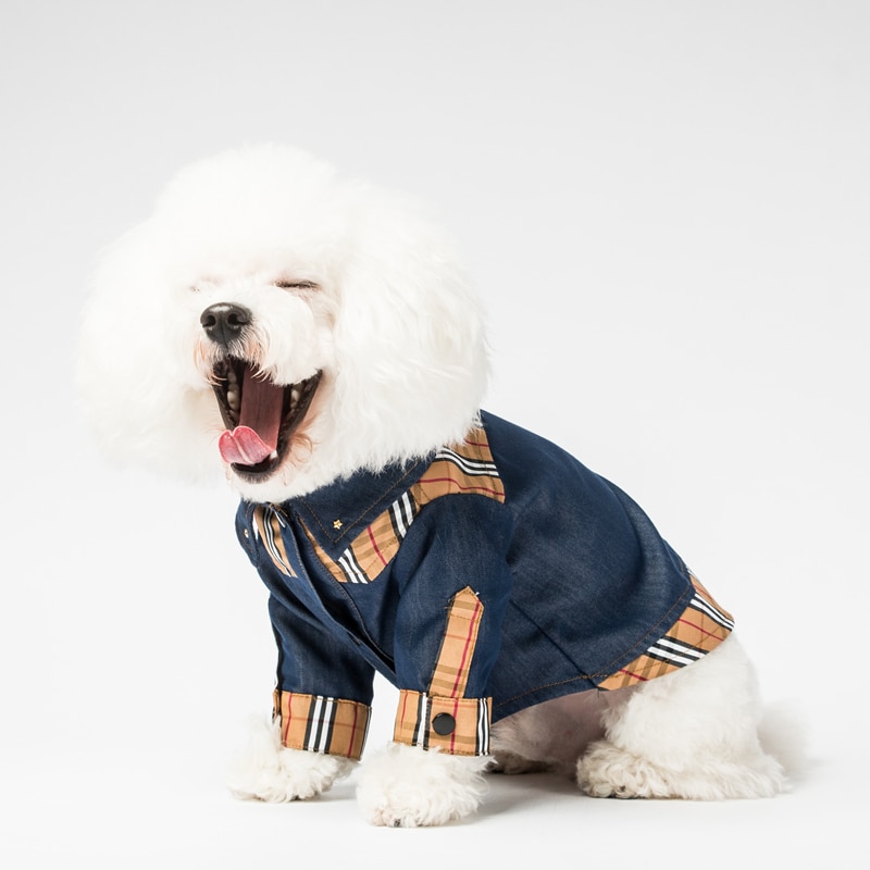 Plaid Hond Shirt Hond Kleding Mode Luxe Plaid Hond Shirt Denim Kleine Hond Shirts Voor Kleine Honden