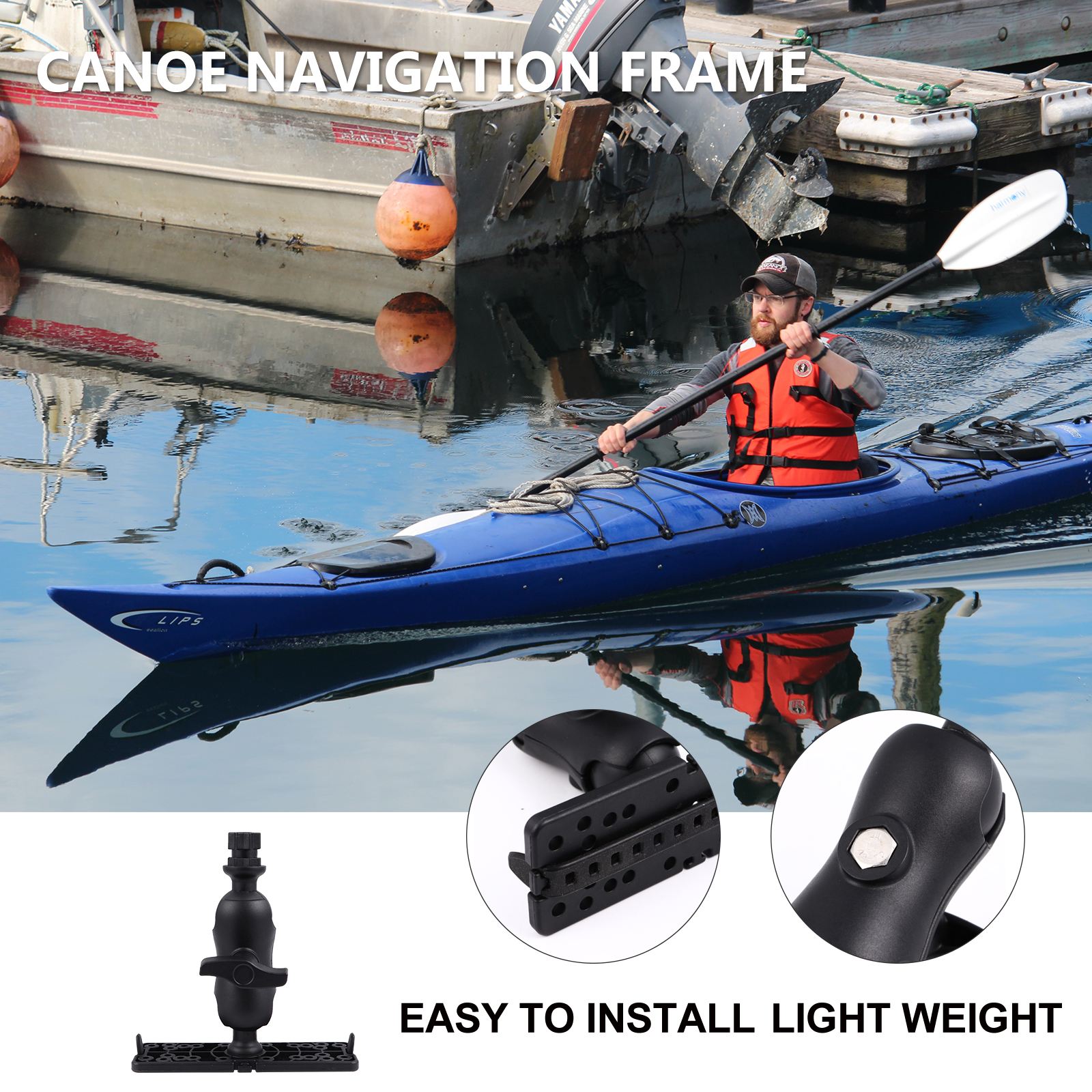Multi-Functional Universal Kayaking Marine Electronic Fish Finder Mount Fishfinder GPS Plate Rotating Boat GPS MAP Supporter