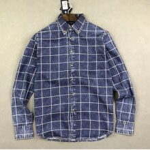 Mannen Mode Losse Enkele Breasted Water Wassen Vintage Jean Katoen Toevallige Plaid Shirt