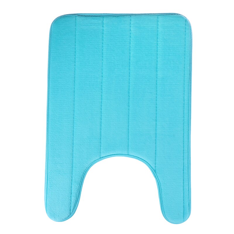 U-Shaped Memory Foam Bath Mats Toilet Mat Bathroom Coral Fleece Carpet Rug Anti-slip Floor Carpets Home Decor: blue
