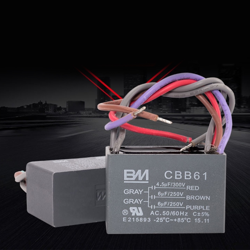 Ceiling Fan Capacitor CBB61 4.5+6+5UF 4.5+6+6UF 5+5+5UF 4+4+2.5UF 4+5+6UF 5 Wire 250V 50/60Hz Motor Running Capacitor