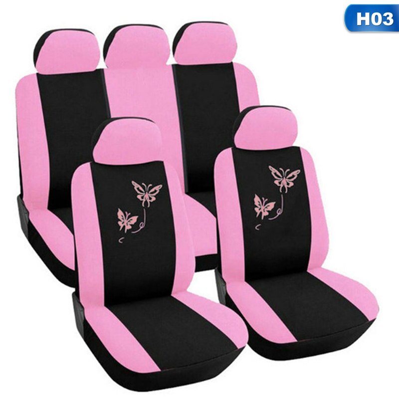 4/9 Stks/set Universele Auto Stoelhoezen Vlinder Borduurwerk Auto-Styling Vrouw Stoelhoezen Auto Interieur Accessoires: H03