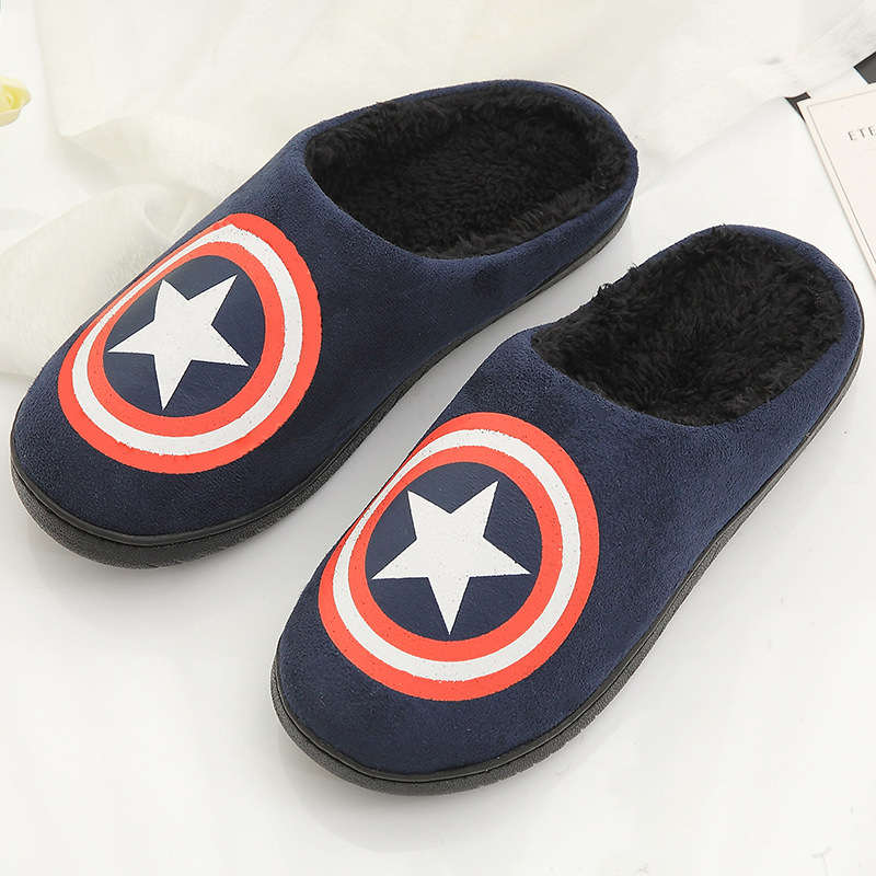 WEH slippers winter Men's shoes home plush House slippers Lovers men adult slipper man winter shoes fur slippers slides for men: Blue 2 / 39-40(Fits 38-39)