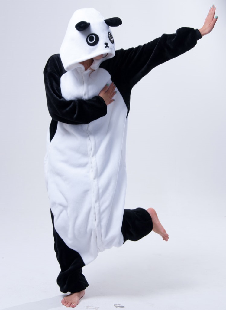 Kigurumi panda long sleeve hood onesie men women flannel warm panda pajama Whole onepiece adult animal pajamas kegurumi onsie