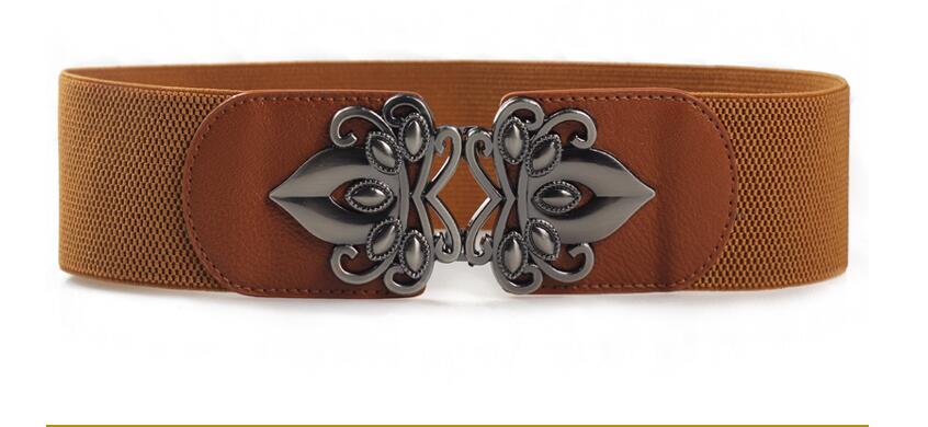 QJ CINGA Cinturón Vestido de mujer con faja Cinturones elásticos con sello de cintura ancha para mujer Faja versátil Rojo Negro 65 cm-85 cm Cinturon: YELLOW