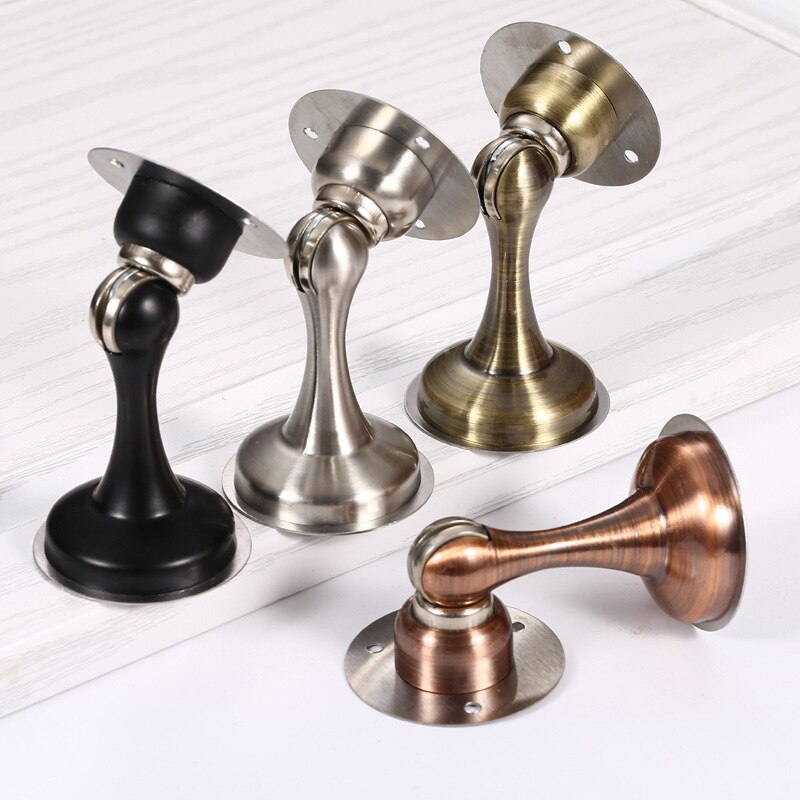 Stainless steel thickened non drilling strong magnetic indoor door anti-collision door block ground suction