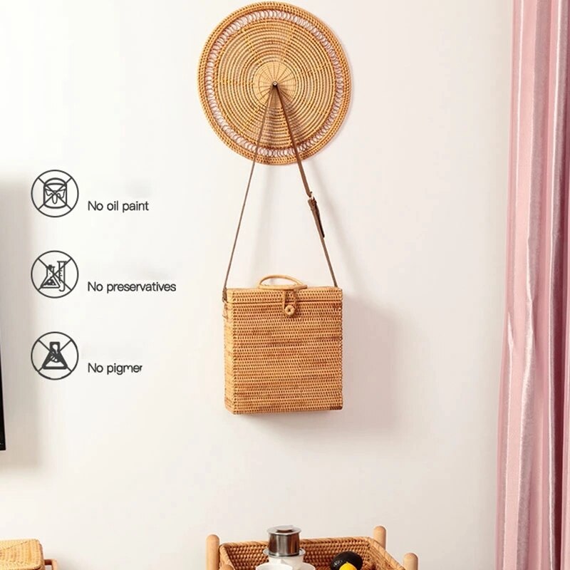 Home Woven Wall Basket Natural Boho Home Decor Decorative Rattan Decor Woven Wall Decor Woven Wall Hanging