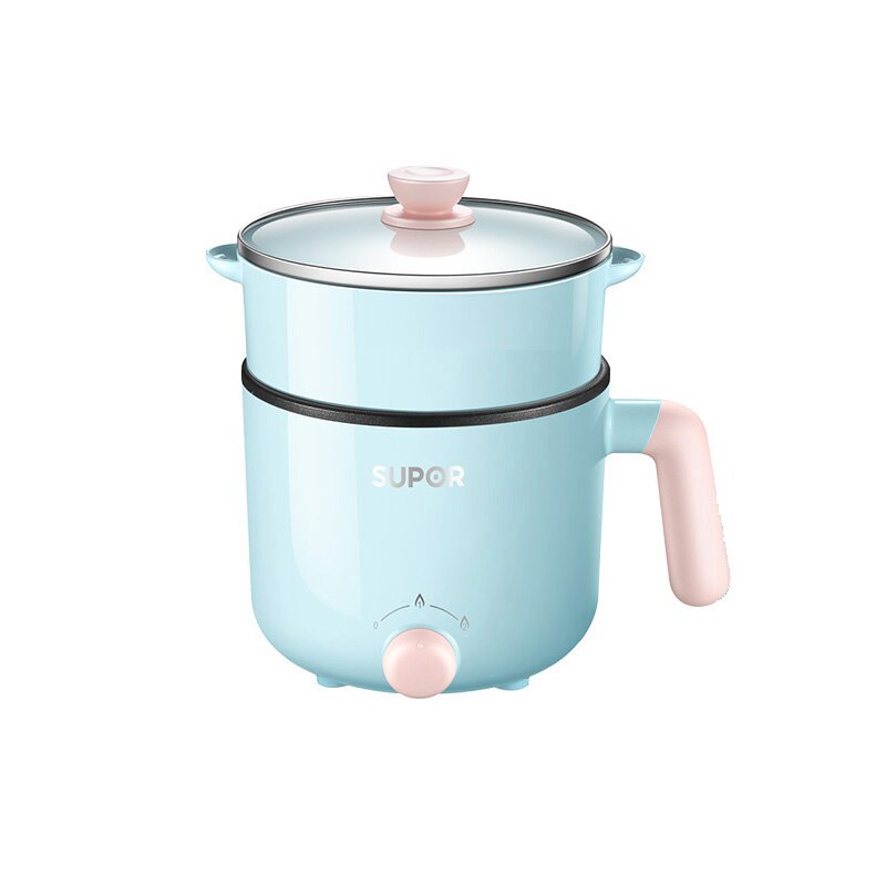 SUPOR Electric Cooking Pot 600W Heating Power Household 1.2L Capacity Non-Stick Coating Liner 220V Multi Cooker Stew Skillet: with steamer