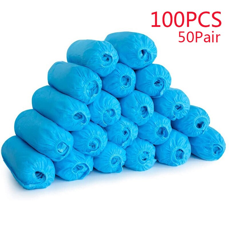100 stuks non-woven schoenovertrekken, wegwerpschoenovertrekken voor binnen in ziekenhuizen en gebouwen, antislip en waterbestendig ((50 paar): Default Title