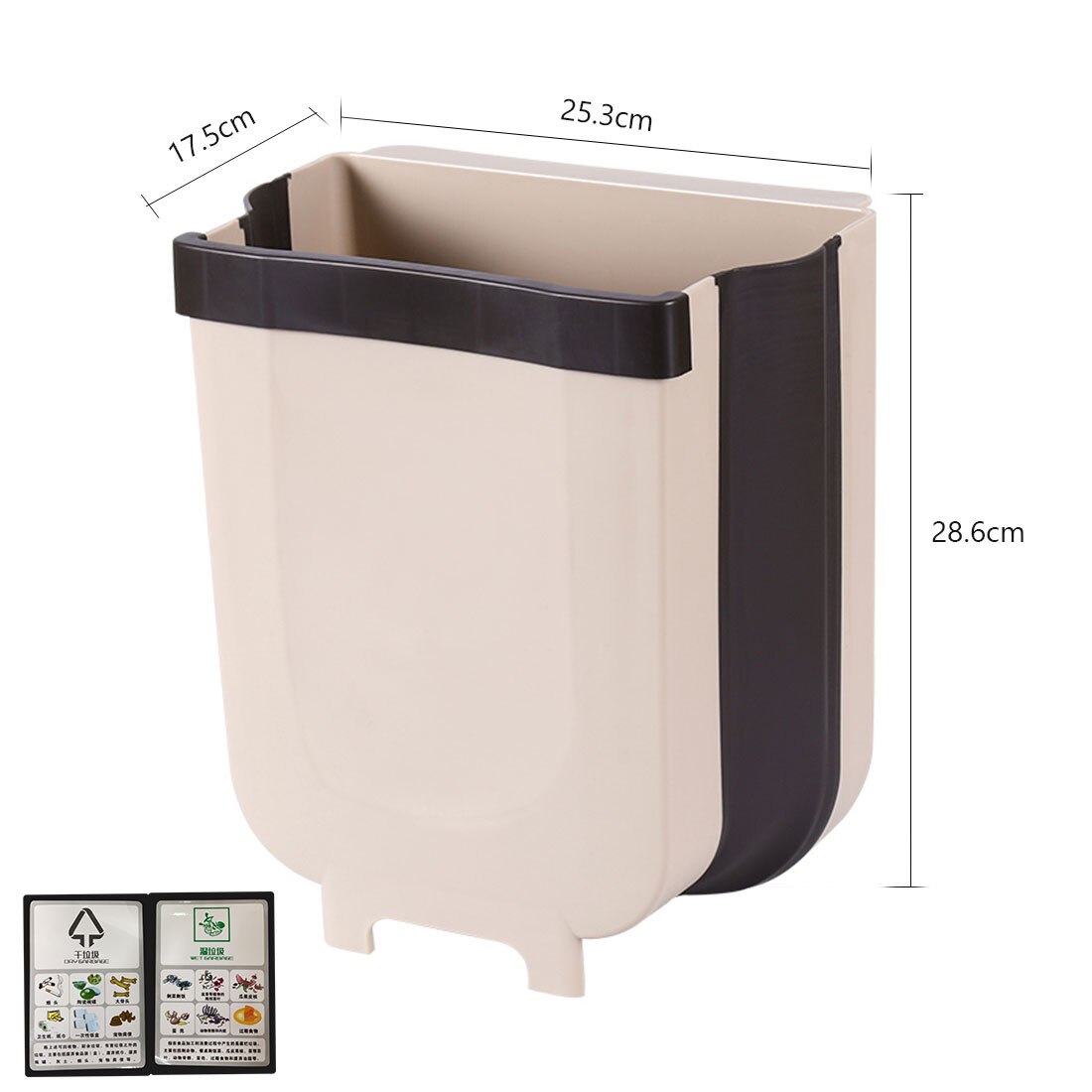 Foldable Kitchen Hanging Trash Can Folding Waste Bin Wall Mounted Trashcan Portable Trash for Bathroom Toilet Waste Storage