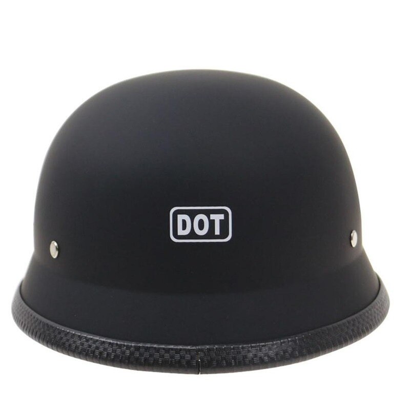 Leren motorhelm duitse open motorhelm chopper biker piloot 5 maten zwart