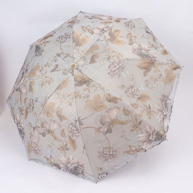 Handtas Borduren Kant Kleur Lijm Zwarte Lijm Afdrukken Double Layer Paraplu Zon En Regen Dual Purpose Zon Bescherming: And Pleasant Grey