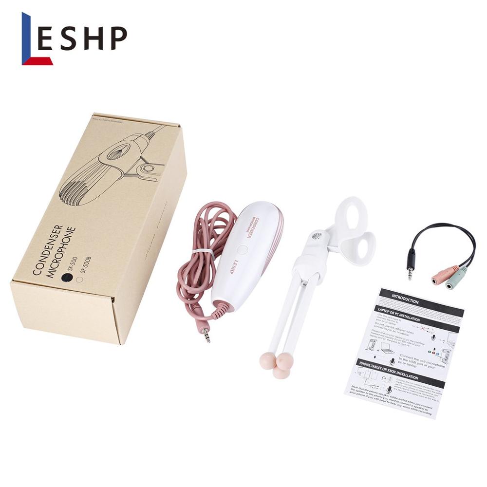 3.5mm Condenser Microphone Adjustable Streamline Studio Recording with Headphone Splitter for Video Chatting Singing