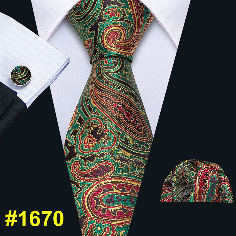 Barry. Wang Groen Baby Paisley Zijden Stropdas Voor Mannen Stropdas Bruiloft Hanky Manchetknopen Set Accessoires FA-013: FA-1670